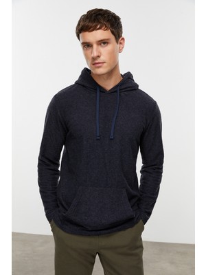 Mudo Erkek Lacivert Dokulu Kapüşonlu Sweatshirt