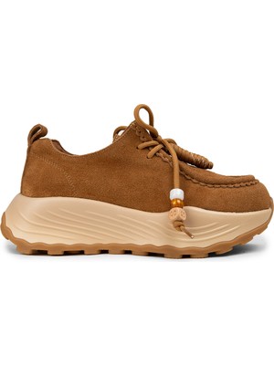 Deery Kadın Hakiki Süet Taba Renk Sneaker - 26335ZTBAC01