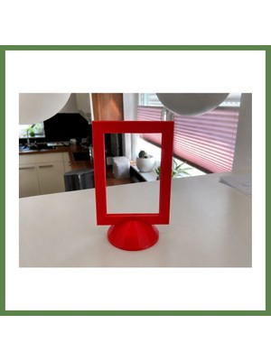 Bezos 3D Baskı Modern Fotoğraf Çerçevesi - Masaüstü ve Raf Üstü Dekoratif Resimlik-Kırmızı HB006