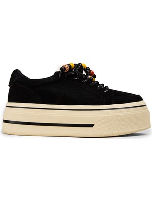 Deery Kadın Hakiki Süet Siyah Sneaker Yüksek Taban - 26366ZSYHC03