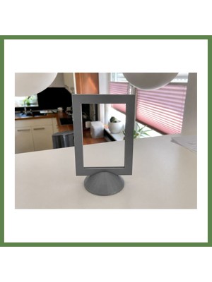 Bezos 3D Baskı Modern Fotoğraf Çerçevesi - Masaüstü ve Raf Üstü Dekoratif Resimlik-Gri HB006
