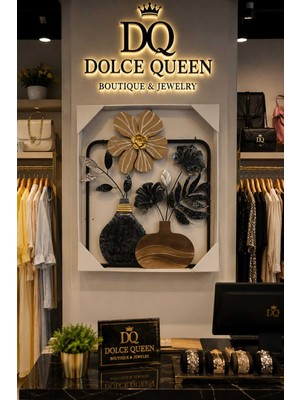 Dolce Queen Dekoratif Kabartmalı Metal Çiçek Motifli Duvar Tablosu