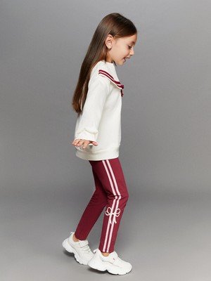 LC Waikiki Lcw Kids Bordo Baskılı Kız Çocuk Tayt 2'li