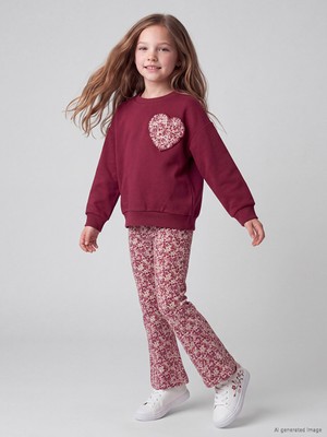 LC Waikiki Lcw Kids Bordo Bisiklet Yaka Kız Çocuk Taytlı Takım