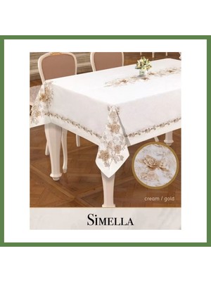 Bezos Keten Masa Örtüsü Tablecloth 160X260 cm Yemek Masası Örtüsü Simella Model Krem-God Detay HB006
