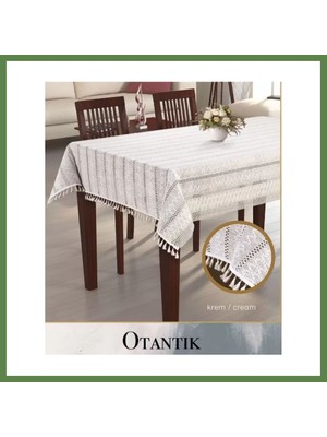 Bezos Otantik Krem 150X260 cm Pamuklu Masa Örtüsü Şık Yemek Masası Dekoru HB006