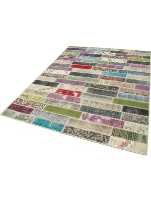 Hali.Net Çok Renkli El Dokuma Salon Halısı Bohem Patchwork Tarzı Krem Koridor Yatak Odası