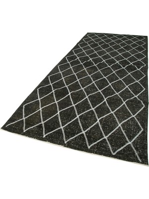 Bespoky Siyah Halı Modern Geometrik Desenli El Dokuma Yünlü Salon Halısı Koridor Modelleri
