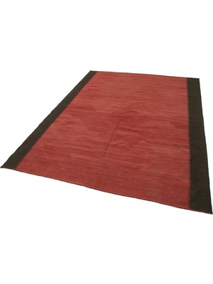 Hali.Net Kırmızı Kilim Yün Modern Salon Kilimi Düz Dokulu El Dokuma Koridor Yatak Odası
