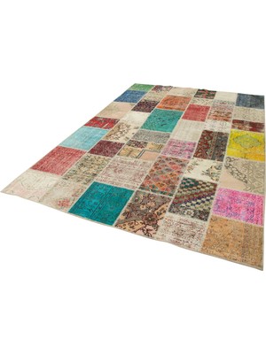 Hali.Net Çok Renkli El Dokuma Halı Etnik Patchwork Desenli Bohem Stil Salon ve Yatak Odası Halısı