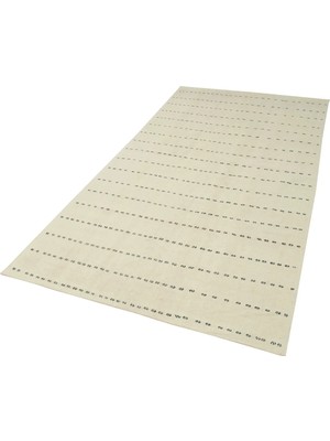 Hali.Net Krem Kilim Modern Geometrik Desenli Yün Pamuk El Dokuma Salon Kilimi Koridor