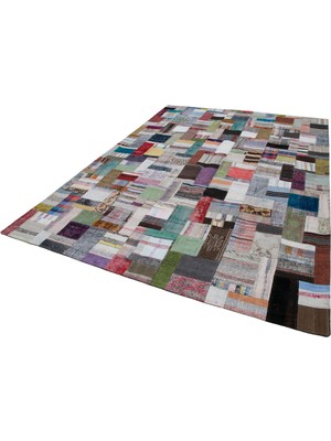 Hali.Net Salon Halısı Gri Eskitme Geometrik Desenli El Dokuma Pamuk Yün Modern Kilim