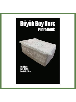 Bezos Çeyizlik Büyük Tek Hurç Çiçekli, Kadife Tek Hurç Çeyizlik Dantelli Hurç, Pudra Büyük Boy Hurç HB006