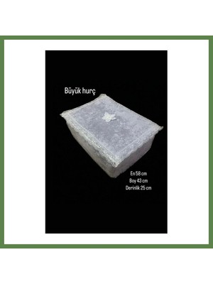 Bezos Çeyizlik Büyük Tek Hurç Çiçekli, Kadife Tek Hurç Çeyizlik Dantelli Hurç, Gri Büyük Boy Hurç HB006