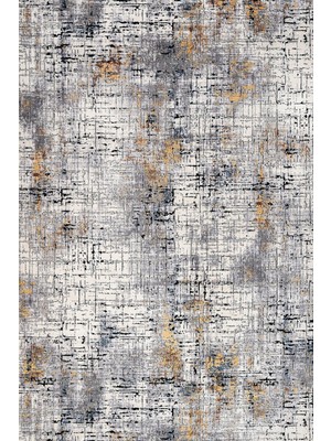 Hali.Net Gri Soyut Desenli Salon Halısı Modern Kaymaz Tabanlı Pamuk-Polyester Dijital Baskı