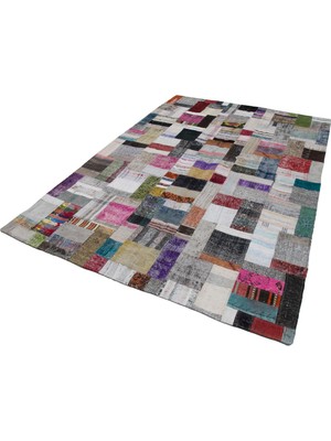 Hali.Net Gri El Dokuma Salon Kilimi Modern Geometrik Desenli Bohem Stil Koridor Kilimi