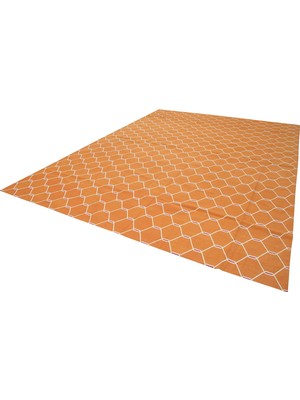 Hali.Net Modern Geometrik Kilim Terra Renk El Dokuma Dokuma Kilim Salon Modelleri