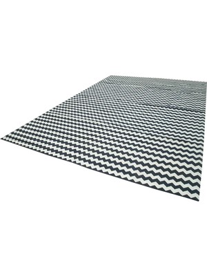 Hali.Net Siyah Halı Salon Kilimi Modern Geometrik Desenli El Dokuma Yün Pamuk Karışımı Kilim