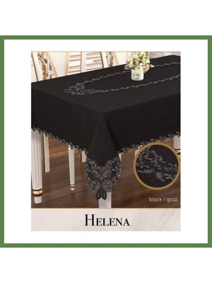 Bezos Helena Model Keten Dantelli 155X220 cm Krem Şık Yemek Masası Örtüsü Tasarım HB006