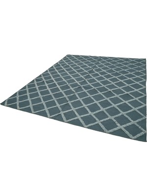 Hali.Net Gri Kilim Salon Kilimi Geometrik Desenli Yün Pamuk El Dokuma Modern Dekoratif
