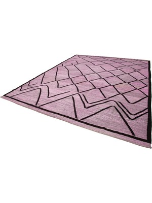 Bespoky Mor Geometrik Halı El Dokuma Yün Salon Halısı Bohem Stil Modern Modelleri