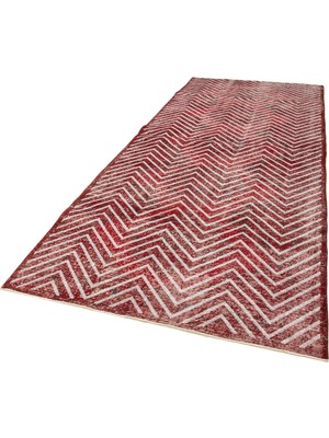 Bespoky Kırmızı Halı Modern Geometrik Desenli El Dokuma Salon Halısı Yün Karışımı