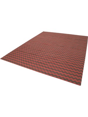 Hali.Net Kahverengi Kilim Modern Geometrik Desenli El Dokuma Yün Salon Kilimi Mutfak