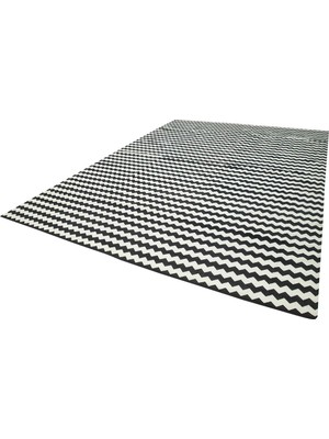 Bespoky Siyah Kilim Modern Geometrik Desenli El Dokuma Salon Kilimi Mutfak Yatak Odası
