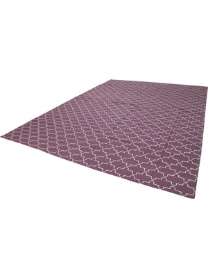 Hali.Net Mürdüm Moru Geometrik Desenli El Dokuma Salon Kilimi Modern Yaşam Alanları Için