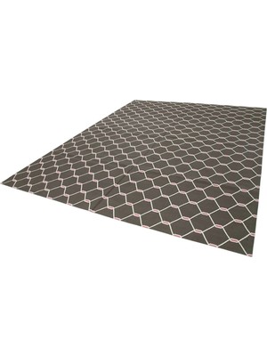 Hali.Net Antrasit Modern Geometrik Desenli Salon Kilimi El Dokuma Düz Dokuma Mutfak Odası