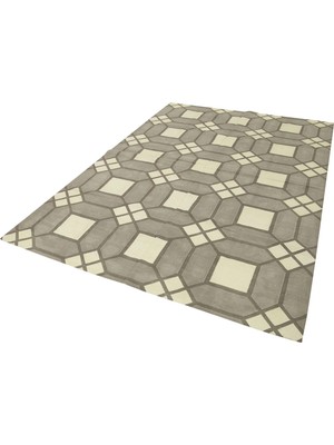 Bespoky Gri El Dokuma Salon Kilimi Modern Geometrik Desenli Yün Pamuk Koridor Yatak Odası