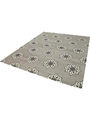 Bespoky Gri Vizon El Dokuma Geometrik Desenli Modern Salon Kilimi Yatak Odası Etnik Stil