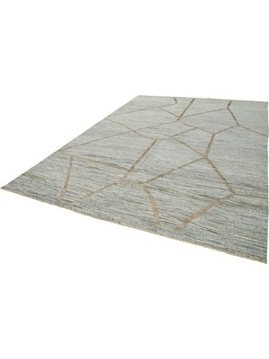 Bespoky Gri El Dokuma Salon Halısı Geometrik Desenli Modern Iskandinav Stil Yatak Odası