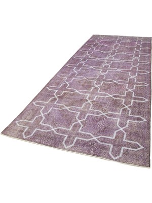Bespoky Mor El Dokuma Salon Halısı Vintage Geometrik Desenli Yünlü Modern Tasarım