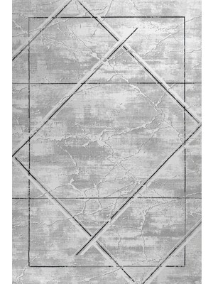 Bespoky Gri Halı Modern Geometrik Desenli Kaymaz Tabanlı Salon ve Koridor Için Dijital Baskı