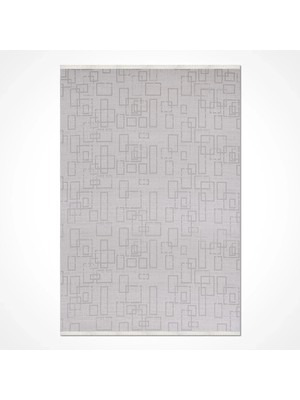 Hali.Net Gri Halı Modern Geometrik Desenli Akrilik Salon Halısı Koridor Yatak Odası