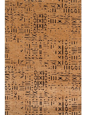 Bespoky Terracotta Kahverengi Etnik Geometrik Desenli Dijital Baskı Salon Halısı Kaymaz Tabanlı