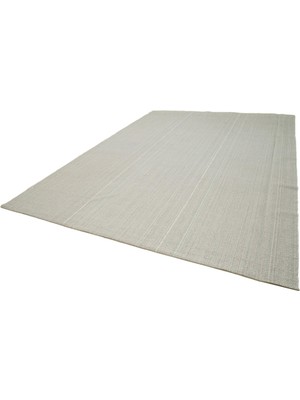 Bespoky Bej Kilim Modern Çizgili El Dokuma Yün Salon Kilimi Açık Gri Dokulu Seçenek