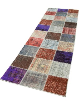 Bespoky Kırmızı Halı El Dokuma Patchwork Desenli Modern Koridor Halısı Salon Modelleri