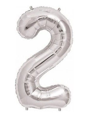 Nexoraa Benim - 2 Rakamı Gümüş Folyo Balon 16 Inch 40 cm