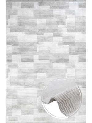 Bespoky Gri Halı Modern Geometrik Desenli Kabartmalı Salon ve Koridor Için Akrilik Dokuma