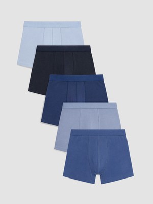 LC Waikiki Lc Waıkıkı Mavi Pamuklu Esnek Erkek Boxer 5'li Paket