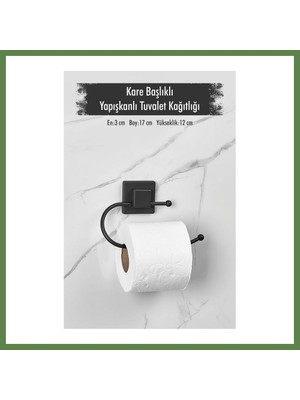 Bezos Yapışkanlı Kare Başlıklı Siyah Tuvalet Kağıtlığı HB006
