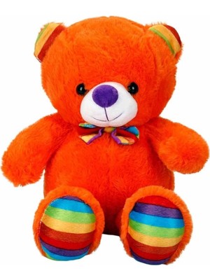 Genel Tedarik 2962 Oturan Kurdeleli Renkli Peluş Ayı 30 cm -