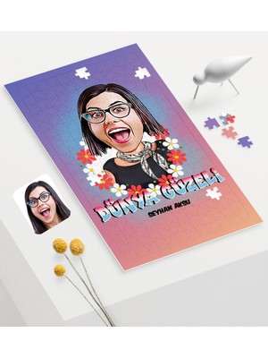 BK Gift Kişiye Özel Dünya Güzeli Karikatürlü 240 Parça A3 Puzzle - 1