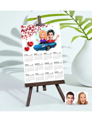 Bk Gift Kişiye Özel 15X21 cm Fotoğraf Kartlı Sevgililer Karikatürlü Şövaleli 2023 Takvim -52