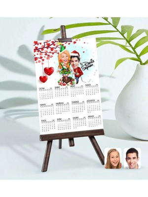 Bk Gift Kişiye Özel 15X21 cm Fotoğraf Kartlı Yeni Yıl Sevgililer Karikatürlü Şövaleli 2023 Takvim -1