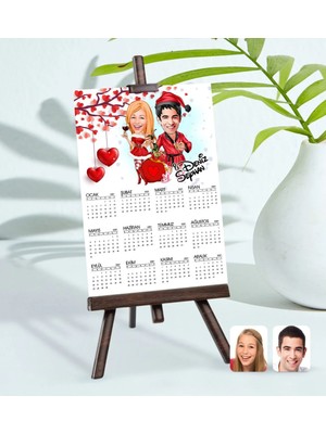 Bk Gift Kişiye Özel 15X21 cm Fotoğraf Kartlı Yeni Yıl Sevgililer Karikatürlü Şövaleli 2023 Takvim -5