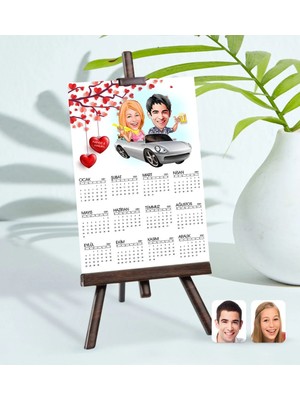 Bk Gift Kişiye Özel 15X21 cm Fotoğraf Kartlı Sevgililer Karikatürlü Şövaleli 2023 Takvim -53