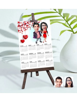 Bk Gift Kişiye Özel 15X21 cm Fotoğraf Kartlı Sevgililer Karikatürlü Şövaleli 2023 Takvim -4
